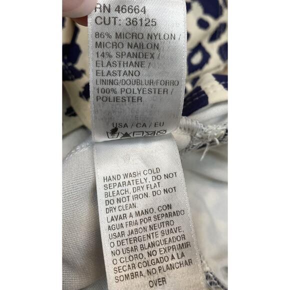 Splendid Girls sz 12 One Piece Swimsuit Navy Blue Leopard Beige Cream 52537 - Picture 14 of 14